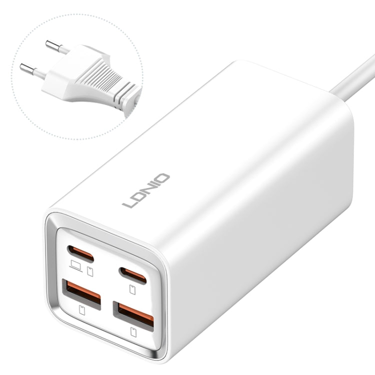 Bộ sạc nhanh LDNIO A4610C PD65W đôi USB-C / Type-C + đôi USB, chiều dài cáp: 1.5m, phích cắm EU, A4610C (phích cắm UK), phích cắm US