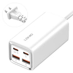 Bộ sạc nhanh LDNIO A4610C PD65W đôi USB-C / Type-C + đôi USB, chiều dài cáp: 1.5m, phích cắm EU, A4610C (phích cắm UK), phích cắm US