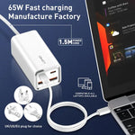 Bộ sạc nhanh LDNIO A4610C PD65W đôi USB-C / Type-C + đôi USB, chiều dài cáp: 1.5m, phích cắm EU, A4610C (phích cắm UK), phích cắm US
