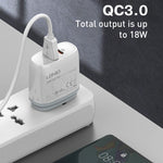 Bộ sạc nhanh QC3.0 / PD20W USB + Type-C LDNIO Q229 kèm cáp USB sang 8 Pin dài 1m, phích cắm EU, phích cắm UK, phích cắm US