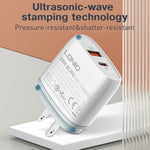 Bộ sạc nhanh QC3.0 / PD20W USB + Type-C LDNIO Q229 kèm cáp USB sang 8 Pin dài 1m, phích cắm EU, phích cắm UK, phích cắm US
