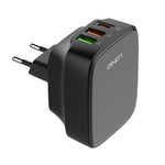 Bộ sạc 32W LDNIO Q334 cổng Type-C + đôi USB kèm cáp USB-C / Type-C sang USB-C / Type-C dài 1m, phích cắm EU, phích cắm UK, phích cắm US