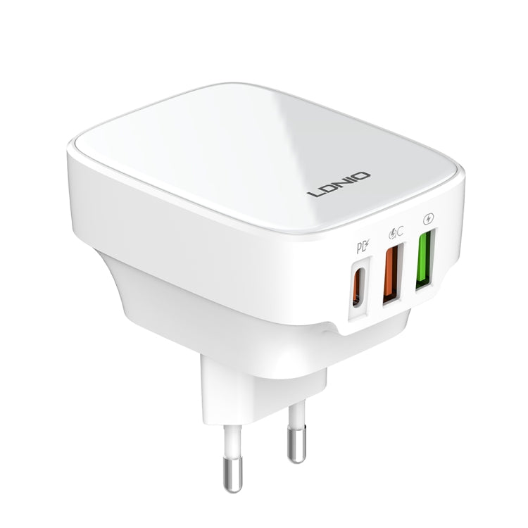 Bộ sạc 32W LDNIO Q334 cổng Type-C + đôi USB kèm cáp USB-C / Type-C sang USB-C / Type-C dài 1m, phích cắm EU, phích cắm UK, phích cắm US