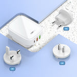 Bộ sạc 32W LDNIO Q334 cổng Type-C + đôi USB kèm cáp USB-C / Type-C sang USB-C / Type-C dài 1m, phích cắm EU, phích cắm UK, phích cắm US