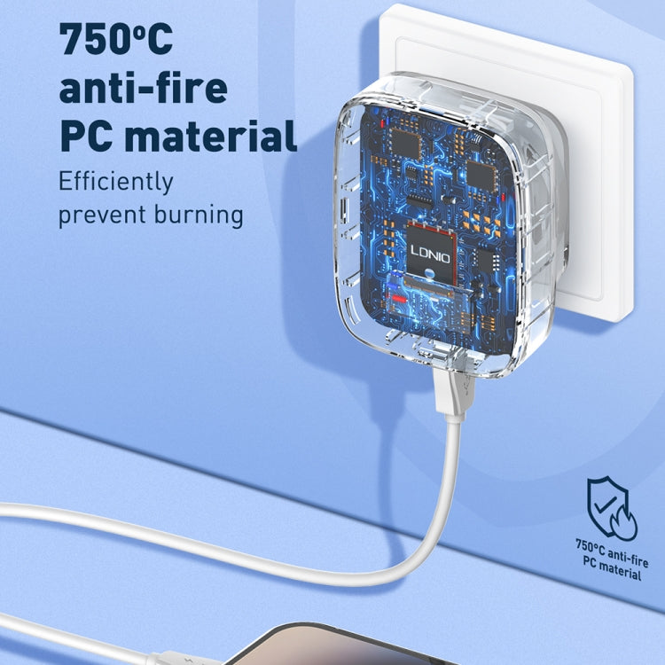 Bộ sạc 32W LDNIO Q334 cổng Type-C + đôi USB kèm cáp USB-C / Type-C sang USB-C / Type-C dài 1m, phích cắm EU, phích cắm UK, phích cắm US