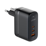 Bộ sạc 65W LDNIO Q366 cổng USB + đôi Type-C kèm cáp USB-C / Type-C sang USB-C / Type-C dài 1m, phích cắm EU, phích cắm UK, phích cắm US