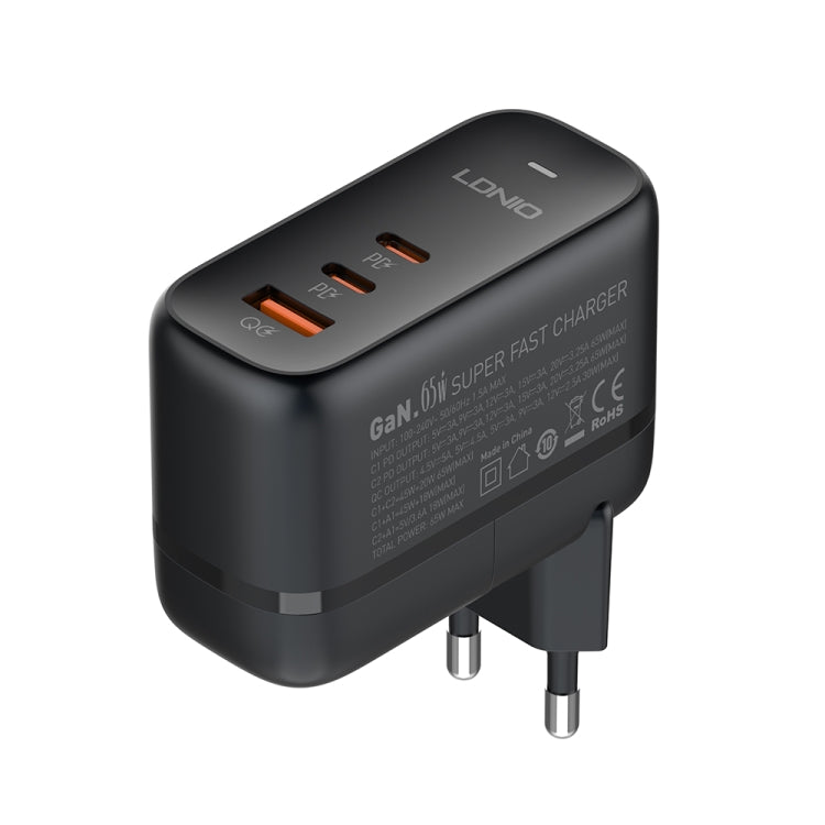 Bộ sạc 65W LDNIO Q366 cổng USB + đôi Type-C kèm cáp USB-C / Type-C sang USB-C / Type-C dài 1m, phích cắm EU, phích cắm UK, phích cắm US