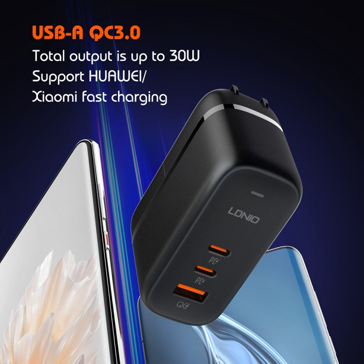 Bộ sạc 65W LDNIO Q366 cổng USB + đôi Type-C kèm cáp USB-C / Type-C sang USB-C / Type-C dài 1m, phích cắm EU, phích cắm UK, phích cắm US