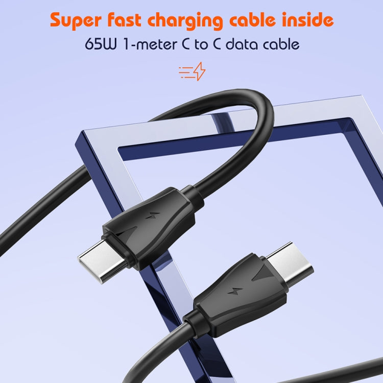 Bộ sạc 65W LDNIO Q366 cổng USB + đôi Type-C kèm cáp USB-C / Type-C sang USB-C / Type-C dài 1m, phích cắm EU, phích cắm UK, phích cắm US