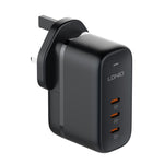 Bộ sạc GaN 65W LDNIO Q367 3 cổng USB-C / Type-C kèm cáp USB-C / Type-C sang USB-C / Type-C dài 1m, phích cắm EU, phích cắm UK, phích cắm US