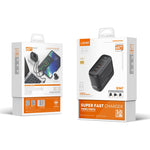 Bộ sạc GaN 65W LDNIO Q367 3 cổng USB-C / Type-C kèm cáp USB-C / Type-C sang USB-C / Type-C dài 1m, phích cắm EU, phích cắm UK, phích cắm US