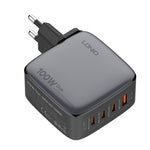Sạc LDNIO Q408 100W GaN USB+3 USB-C / Type-C với cáp dữ liệu USB-C / Type-C 100W dài 1m, phích cắm EU, phích cắm UK, phích cắm US