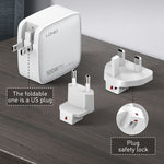 Sạc LDNIO Q408 100W GaN USB+3 USB-C / Type-C với cáp dữ liệu USB-C / Type-C 100W dài 1m, phích cắm EU, phích cắm UK, phích cắm US