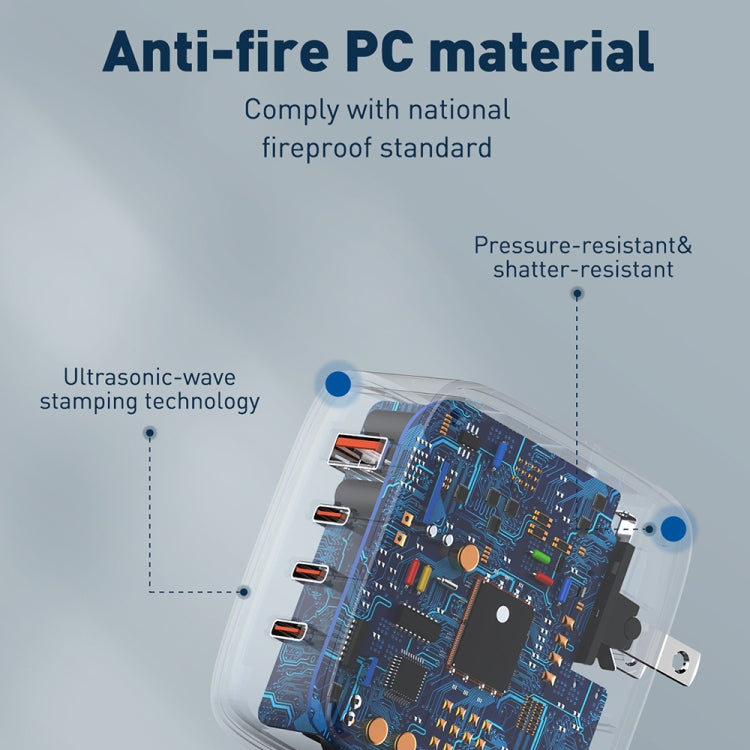 Sạc LDNIO Q408 100W GaN USB+3 USB-C / Type-C với cáp dữ liệu USB-C / Type-C 100W dài 1m, phích cắm EU, phích cắm UK, phích cắm US