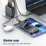 Sạc LDNIO Q408 100W GaN USB+3 USB-C / Type-C với cáp dữ liệu USB-C / Type-C 100W dài 1m, phích cắm EU, phích cắm UK, phích cắm US
