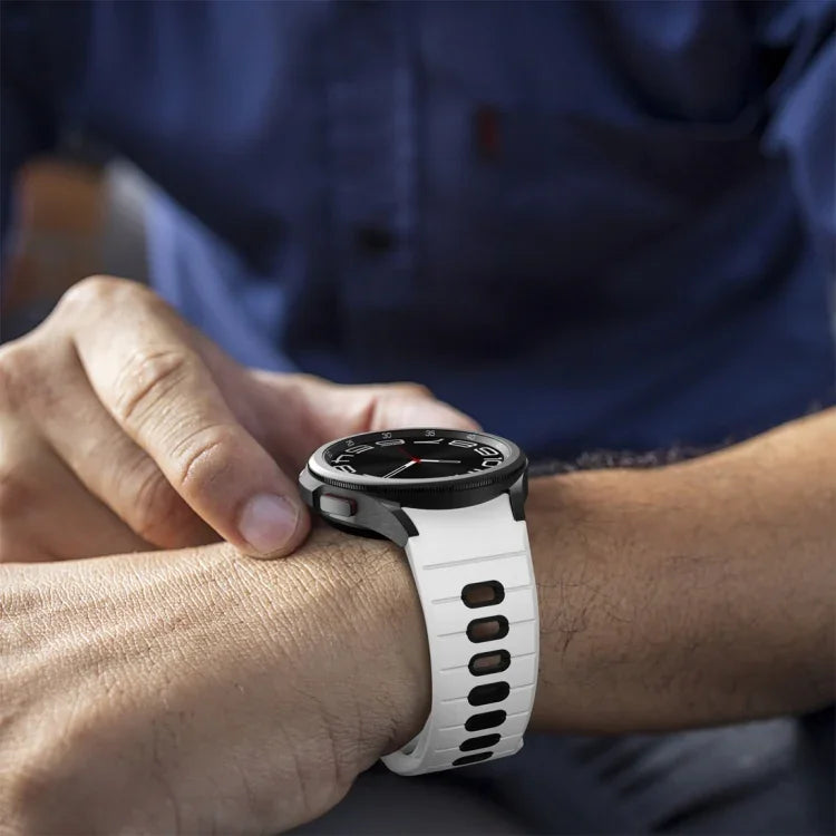 Dây đồng hồ silicone sọc hai màu khóa ngược, cho Samsung Galaxy Watch 7 / 6