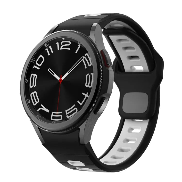 Dây đồng hồ silicone sọc hai màu khóa ngược, cho Samsung Galaxy Watch 7 / 6