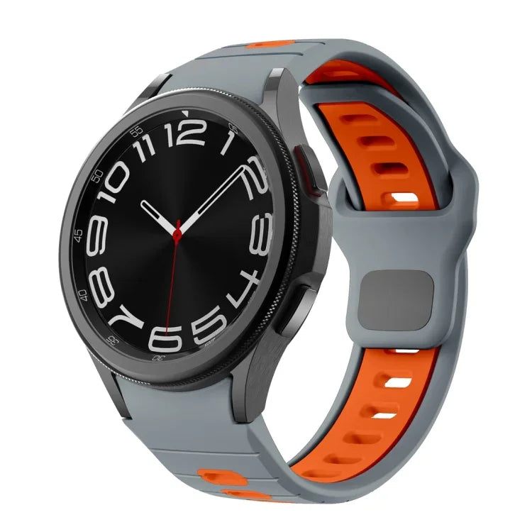 Dây đồng hồ silicone sọc hai màu khóa ngược, cho Samsung Galaxy Watch 7 / 6