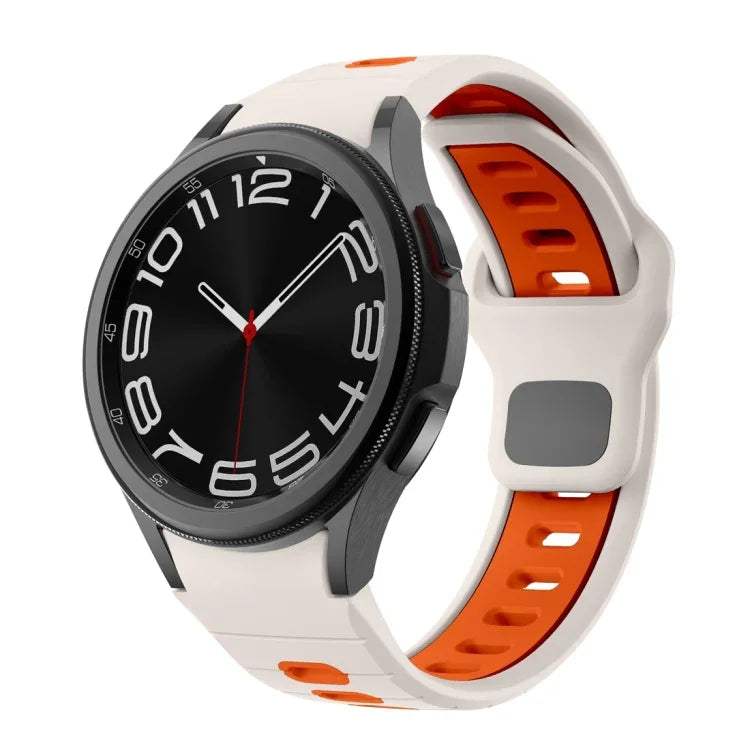 Dây đồng hồ silicone sọc hai màu khóa ngược, cho Samsung Galaxy Watch 7 / 6