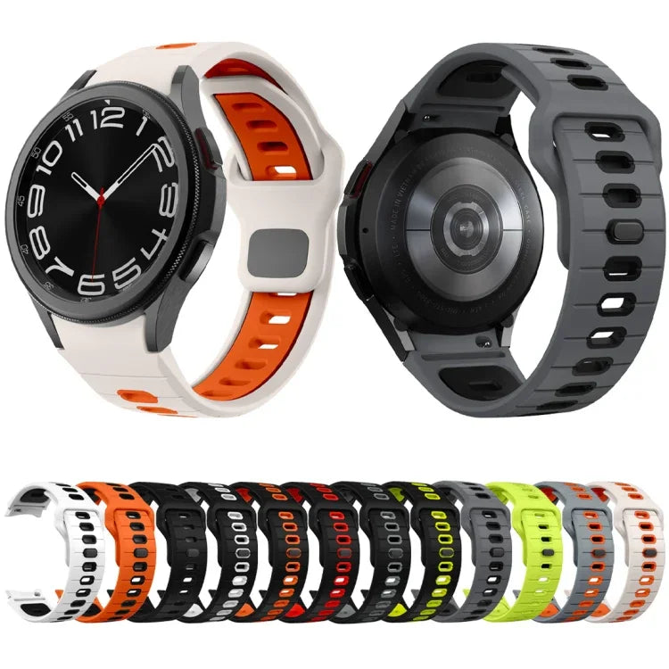 Dây đồng hồ silicone sọc hai màu khóa ngược, cho Samsung Galaxy Watch 7 / 6