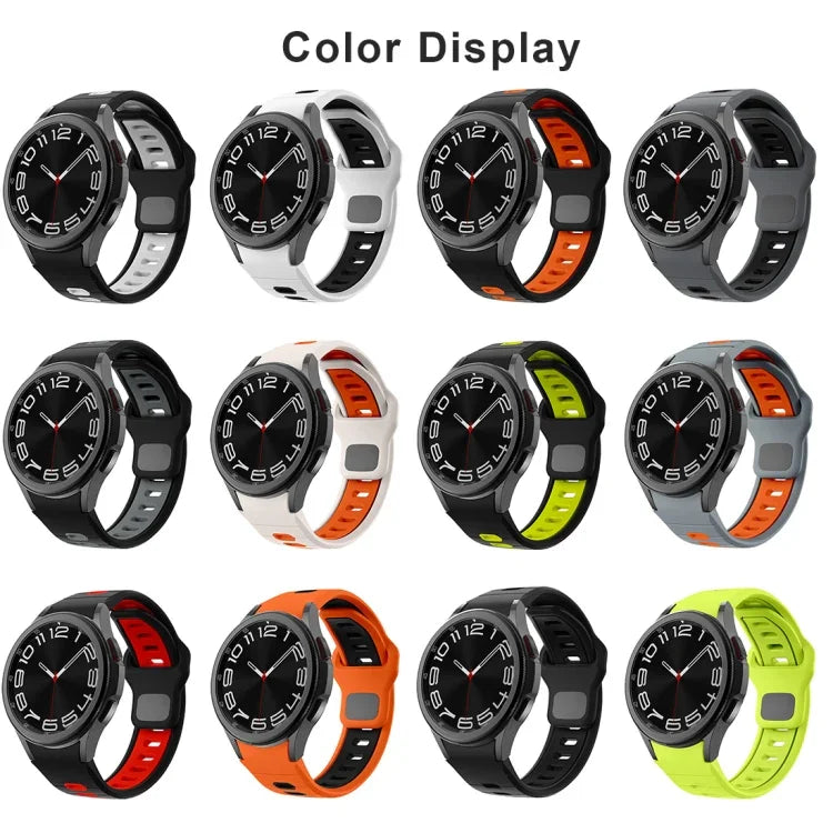 Dây đồng hồ silicone sọc hai màu khóa ngược, cho Samsung Galaxy Watch 7 / 6