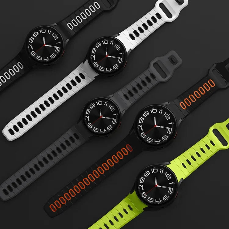 Dây đồng hồ silicone sọc hai màu khóa ngược, cho Samsung Galaxy Watch 7 / 6