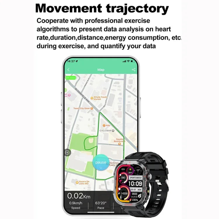 G45 Đồng hồ thông minh chống nước 10m màn hình 2.01 inch Dây silicone, Hỗ trợ đèn pin / gọi Bluetooth / HRV