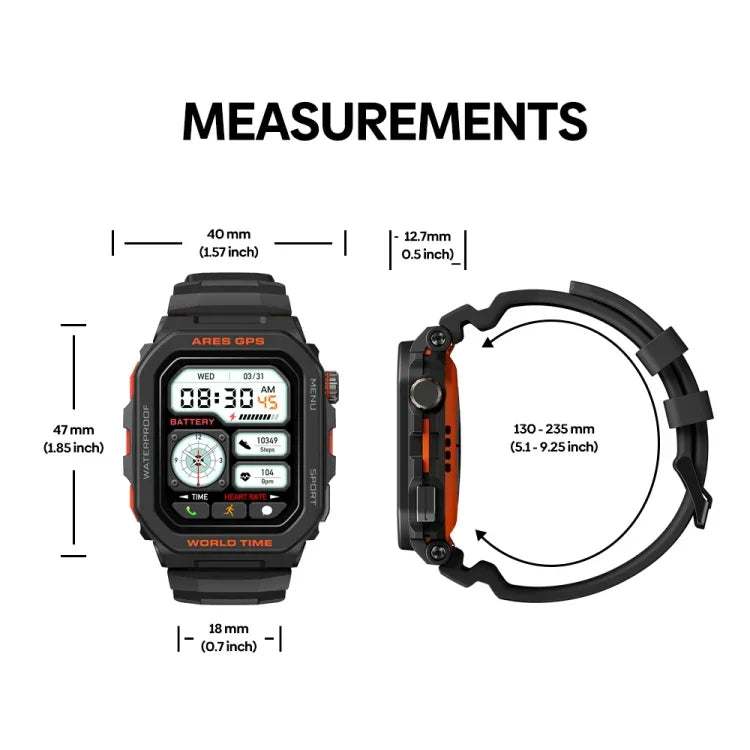 Zeblaze Ares Đồng hồ thông minh GPS bền bỉ, Hỗ trợ đo nhịp tim / oxy máu Pulse Ox