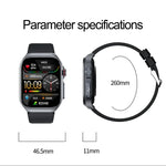 ET585 Đồng hồ thông minh dây thép 2.04 inch chống nước IP68, Hỗ trợ đo ECG / thành phần máu