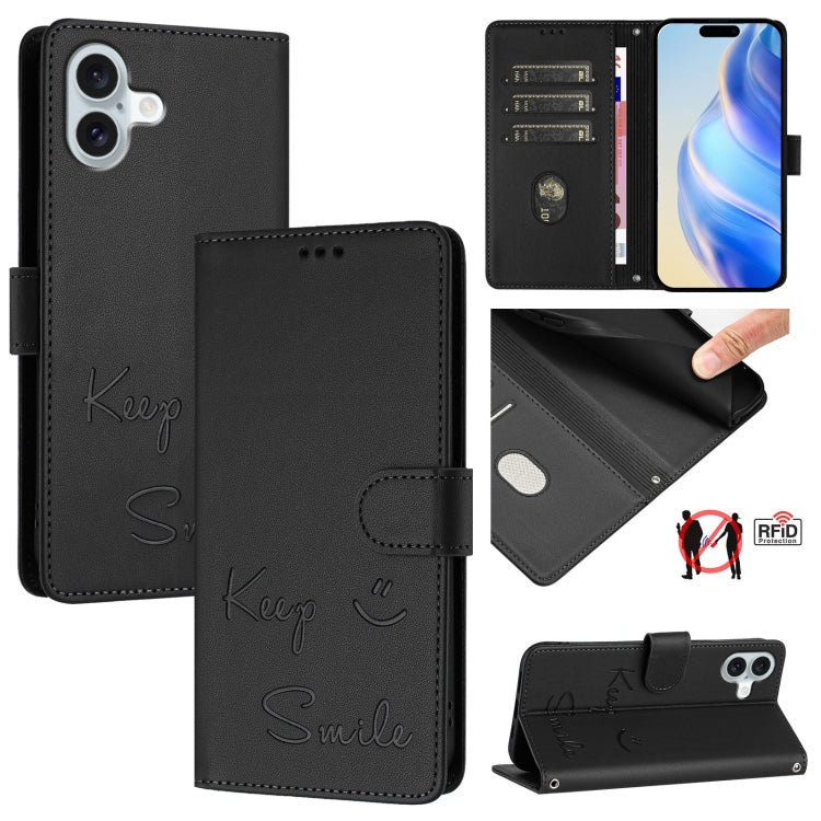 Ốp điện thoại da dập nổi nụ cười có RFID, dành cho iPhone 17 Pro Max, dành cho iPhone 17 Pro, dành cho iPhone 17, dành cho iPhone Air, dành cho iPhone SE 2024, dành cho iPhone 16 Pro Max, dành cho iPhone 16 Pro, dành cho iPhone 16 Plus