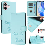Ốp điện thoại da RFID dập nổi nụ cười, dành cho iPhone 16, iPhone 15 Pro Max, iPhone 15 Pro, iPhone 15 Plus, iPhone 15, iPhone 14 Plus, iPhone 14 / 13, iPhone 14 Pro