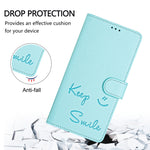 Ốp điện thoại da RFID dập nổi nụ cười, dành cho iPhone 16, iPhone 15 Pro Max, iPhone 15 Pro, iPhone 15 Plus, iPhone 15, iPhone 14 Plus, iPhone 14 / 13, iPhone 14 Pro