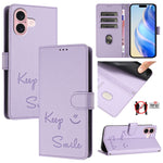 Ốp điện thoại da RFID dập nổi nụ cười, dành cho iPhone 16, iPhone 15 Pro Max, iPhone 15 Pro, iPhone 15 Plus, iPhone 15, iPhone 14 Plus, iPhone 14 / 13, iPhone 14 Pro