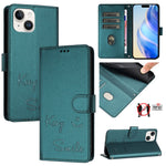 Ốp điện thoại da RFID dập nổi nụ cười, dành cho iPhone 16, iPhone 15 Pro Max, iPhone 15 Pro, iPhone 15 Plus, iPhone 15, iPhone 14 Plus, iPhone 14 / 13, iPhone 14 Pro