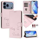 Ốp điện thoại da dập nổi nụ cười có RFID, dành cho iPhone 17 Pro Max, dành cho iPhone 17 Pro, dành cho iPhone 17, dành cho iPhone Air, dành cho iPhone SE 2024, dành cho iPhone 16 Pro Max, dành cho iPhone 16 Pro, dành cho iPhone 16 Plus