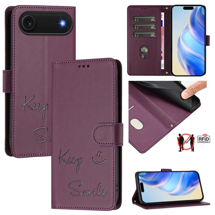 Ốp điện thoại da dập nổi nụ cười có RFID, dành cho iPhone 17 Pro Max, dành cho iPhone 17 Pro, dành cho iPhone 17, dành cho iPhone Air, dành cho iPhone SE 2024, dành cho iPhone 16 Pro Max, dành cho iPhone 16 Pro, dành cho iPhone 16 Plus