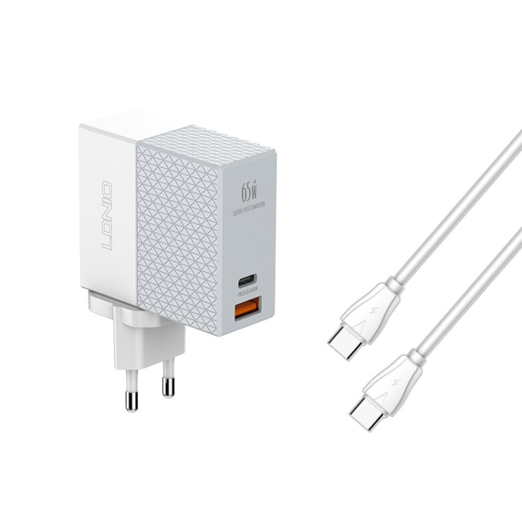 Bộ sạc du lịch LDNIO A2620C PD3.0 65W USB với cáp Type-C to Type-C, phích cắm EU, phích cắm US, phích cắm UK