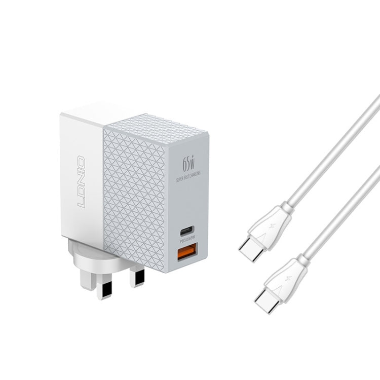 Bộ sạc du lịch LDNIO A2620C PD3.0 65W USB với cáp Type-C to Type-C, phích cắm EU, phích cắm US, phích cắm UK