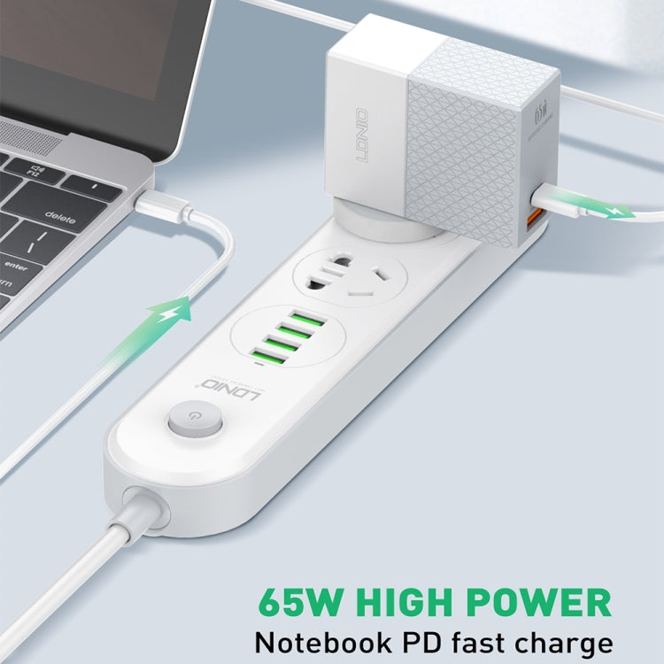 Bộ sạc du lịch LDNIO A2620C PD3.0 65W USB với cáp Type-C to Type-C, phích cắm EU, phích cắm US, phích cắm UK
