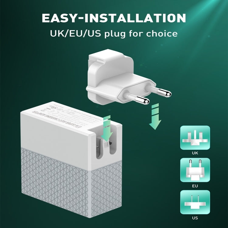 Bộ sạc du lịch LDNIO A2620C PD3.0 65W USB với cáp Type-C to Type-C, phích cắm EU, phích cắm US, phích cắm UK