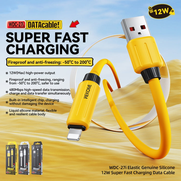 Cáp dữ liệu sạc nhanh WK WDC-27i silicone thật co giãn 1m 12W USB sang 8 Pin, WDC-27i