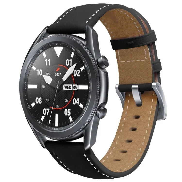 Dây đeo thay thế da thật khóa bạc, Dành cho Samsung Galaxy Watch3 45mm, Dành cho Samsung Galaxy Watch3 41mm