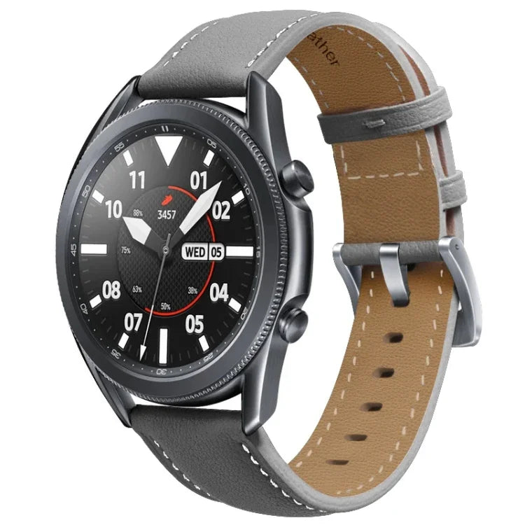 Dây đeo thay thế da thật khóa bạc, Dành cho Samsung Galaxy Watch3 45mm, Dành cho Samsung Galaxy Watch3 41mm