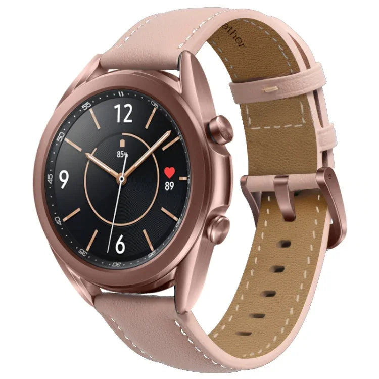 Dây đeo thay thế da thật khóa bạc, Dành cho Samsung Galaxy Watch3 45mm, Dành cho Samsung Galaxy Watch3 41mm