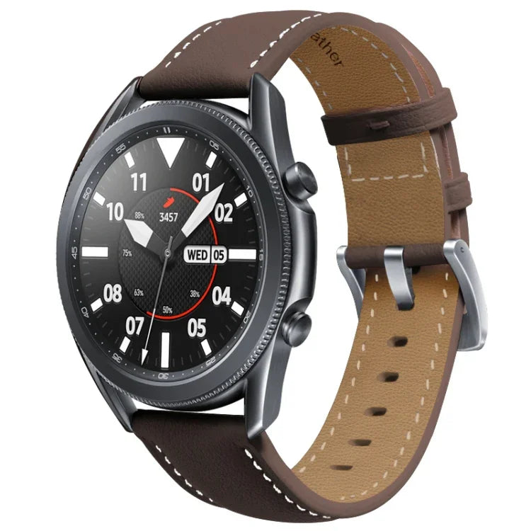 Dây đeo thay thế da thật khóa bạc, Dành cho Samsung Galaxy Watch3 45mm, Dành cho Samsung Galaxy Watch3 41mm