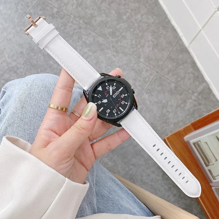 Dây đeo thay thế da thật khóa bạc, Dành cho Samsung Galaxy Watch3 45mm, Dành cho Samsung Galaxy Watch3 41mm
