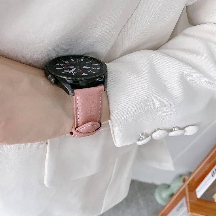 Dây đeo thay thế da thật khóa bạc, Dành cho Samsung Galaxy Watch3 45mm, Dành cho Samsung Galaxy Watch3 41mm