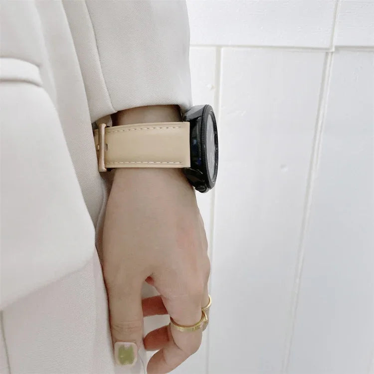 Dây đeo thay thế da thật khóa bạc, Dành cho Samsung Galaxy Watch3 45mm, Dành cho Samsung Galaxy Watch3 41mm