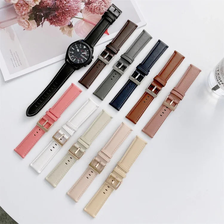 Dây đeo thay thế da thật khóa bạc, Dành cho Samsung Galaxy Watch3 45mm, Dành cho Samsung Galaxy Watch3 41mm