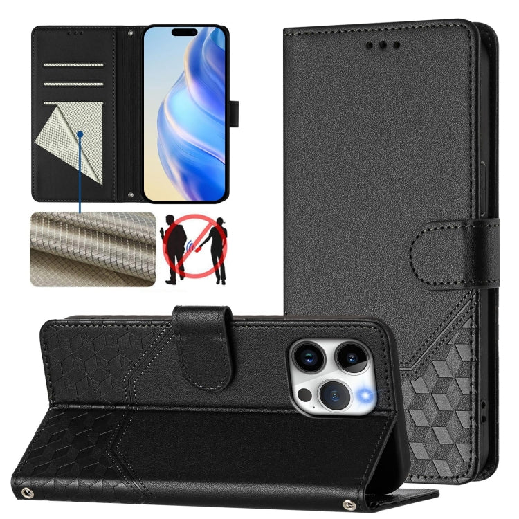 Ốp lưng điện thoại da dập nổi tổ ong chống RFID, dành cho iPhone 17e / 16e, iPhone 17 Pro Max, iPhone 17 Pro, iPhone 17, iPhone Air, iPhone 16 Pro Max, iPhone 16 Pro, iPhone 16 Plus